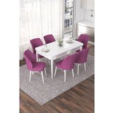 Hanah home nef - white, purple whitepurple extendable dining table & chairs set (7 pieces) | ePonuda.com