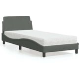  Postelja z vzmetnico temno siva 90x200 cm blago | Shoptok.si