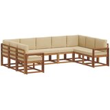  Set vanjskih sofa 9 kom. Prirodna i bež Smeđa 304 x 189,5 x 73 cm | Shoptok.si