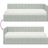 vidaXL Kotna postelja z vzmetnico Svetlo siva 90 x 200 cm Žamet | Shoptok.si
