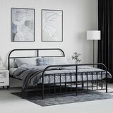 Metalni okvir krevet bez madraca s podnožjem crni 180x200 cm | shoptok.hr