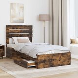  Krevetna konstrukcija s ladicama Dimljeni hrast 100 x 200 cm Smeđa 206 x 101 x 100 cm | shoptok.hr