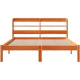 vidaXL Posteljni okvir z vzglavjem voščeno rjava 150x200 cm borovina | Shoptok.si