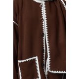 Trendyol Brown Soft Texture Wide Pattern Scarf Beard Detailed Knitwear Cardigan | shoptok.hr