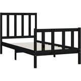  Posteljni okvir črn iz trdnega lesa 100x200 cm, (20685130) | Shoptok.si