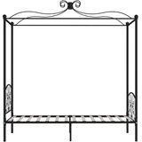  Posteljni okvir z ogrodjem za baldahin črn kovinski 100x200 cm | Shoptok.si