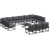  Sjedeća garnitura za vrt s jastukom 14 pcs Crna Aluminij | shoptok.hr