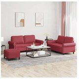 vidaXL 3-dijelni set sofa s jastucima boja vina od umjetne kože | shoptok.hr