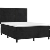  Krevet box spring s madracem LED crni 140x190 cm baršun | shoptok.hr