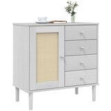 vidaXL Komoda SENJA bijela izgled ratana 80x40x80 cm masivna borovina | shoptok.hr