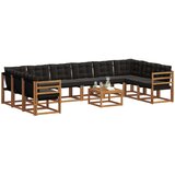  Set vanjskih sofa s jastukom 11 pcs Prirodna i crna | shoptok.hr