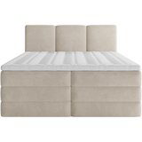 MID.YOU POSTELJA BOXSPRING 160 cm x 200 cm , les, tekstil, leseni material krem barve | Shoptok.si