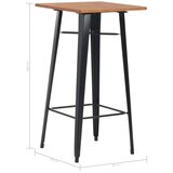 vidaXL Barski stol crni 60 x 60 x 108 cm od masivne borovine i čelika | shoptok.hr