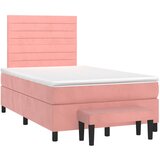 vidaXL Box spring postelja z vzmetnico roza 120x190 cm žamet, (21128643) | Shoptok.si