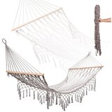  Vrtna viseća mreža u boho stilu s mrežastom resom – 200 cm, siva | shoptok.hr