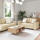  Dvodijelni set sofa s jastucima, krem tkanina | shoptok.hr
