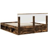  Okvir za krevet s uzglavljem Dimljeni hrast 160 x 200 cm | shoptok.hr