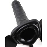 Pipedream Fetiš Strap-On 8 - votli vibrator s trakom (črn) | Shoptok.si