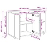  Mobilni ormar Crna 100 x 39 x 65 5 cm Čvrsto borovo drvo - Crna | shoptok.hr