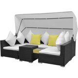Poli 7-dijelni vrtni lounge set s baldahinom poli ratan crni | shoptok.hr
