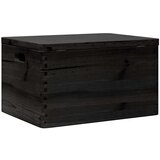 vidaXL Drvena kutija poklopcem ručkama crna 40x30x23 cm puno drvo bor | shoptok.hr