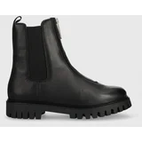Tommy Hilfiger Usnjeni chelsea Zip Boot ženski, črna barva