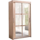 Meble Jurek Garderobna omara z drsnimi vrati Karo z ogledali - 100 cm - Sonoma
