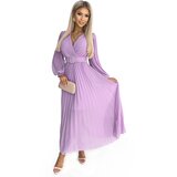 Numoco Pleated dress with belt and neckline | ePonuda.com