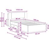  Okvir kreveta s pohranom Dimljeni hrast 90 x 190 cm | shoptok.hr