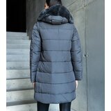 Gemre Gray long quilted jacket with detachable sleeves decorated with fur Louis | Shoptok.si