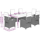  7-dijelni vrtni blagovaonski set s jastucima poliratan smeđi Smeđa 200 cm table length | shoptok.hr