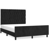The Living Store Posteljni okvir z vzglavjem črn 140x190 cm žamet - Posteljni Okvir Z Vzglavjem, (21492414) | Shoptok.si