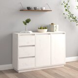 vidaXL komoda bela 111x34x75 cm trdna borovina Cene