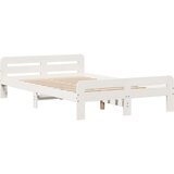  Posteljni okvir brez vzmetnice bela 135x190 cm trdna borovina, (21608754) | Shoptok.si