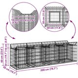  Gabionski uzdignuti krevet Srebrno 200 x 50 x 60 cm - 200 x 50 x 60 cm | shoptok.hr