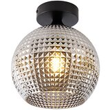 QAZQA Stropna svetilka Art Deco črna z dimnim steklom - Sphere Cene