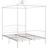  Posteljni okvir z ogrodjem za baldahin bel kovinski 180x200 cm | Shoptok.si