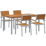 vidaXL vrtna jedilna garnitura Set 5 Siva, naravni les Kovina Kvalitetno, (22089852) | Shoptok.si
