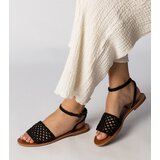 Gemre Black braided flat sandals Mires | shoptok.hr