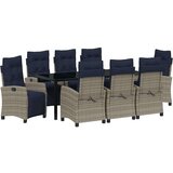  Vrtni set za objed s jastukom 9 pcs Siva poliratan | shoptok.hr