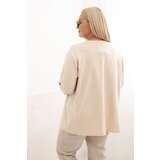 Kesi Włoski Women's Plus Size blouse with cotton, featuring a pocket and rolled sleeves kiwi | ePonuda.com