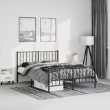  Metalni okvir kreveta uzglavlje i podnožje crni 193x203 cm | shoptok.hr