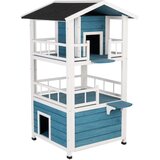  Mačja hiša Penthouse - D 72 x Š 72 x V 124 cm - modro / bela | shoptok.hr