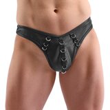 Svenjoyment Stylish Imitation Leather Thong with Metal Rings 2111829 Black S Cene