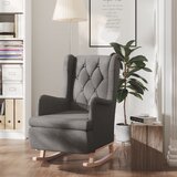  Fotelja s nogama za ljuljanje od kaučukovca tamnosiva tkanina | Eponuda.com