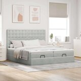 vidaXL Otomanski posteljni okvir z vzmetnicami siv 180x200cm žamet | Shoptok.si