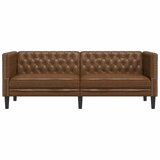  Fotelja Chesterfield 3-sjed, smeđa umjetna antilop koža | shoptok.hr