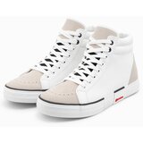 Ombre Men&#039;s high classic sneakers with quilted upper - white and beige cene