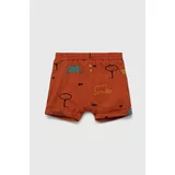 United Colors Of Benetton Bombažne kratke hlače za dojenčke rjava barva