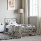 Maison Chic Kovinski Posteljni okvir - Enojna postelja - Postelja za odrasle z vzglavjem in vznožjem bel 75x190 cm, (21696776) | Shoptok.si